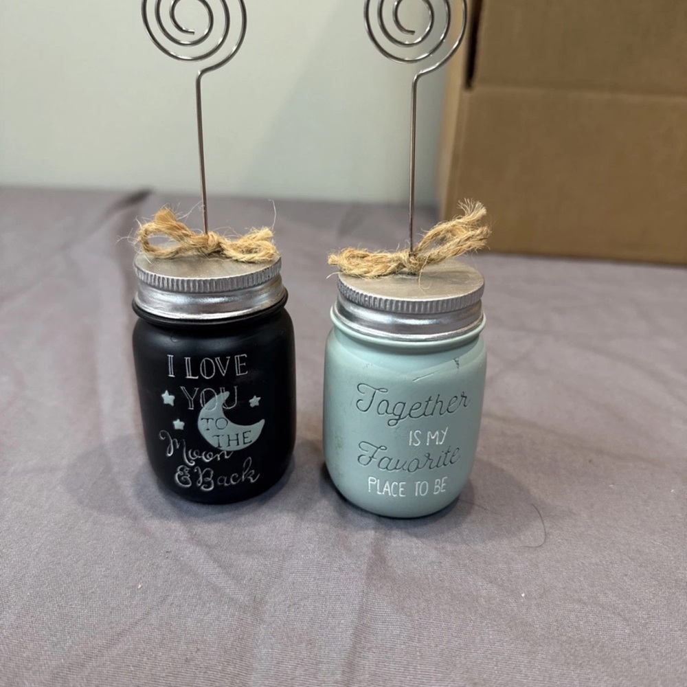 new view gifts and accessories set of 2 photo holder stands mason jars w/ quotes